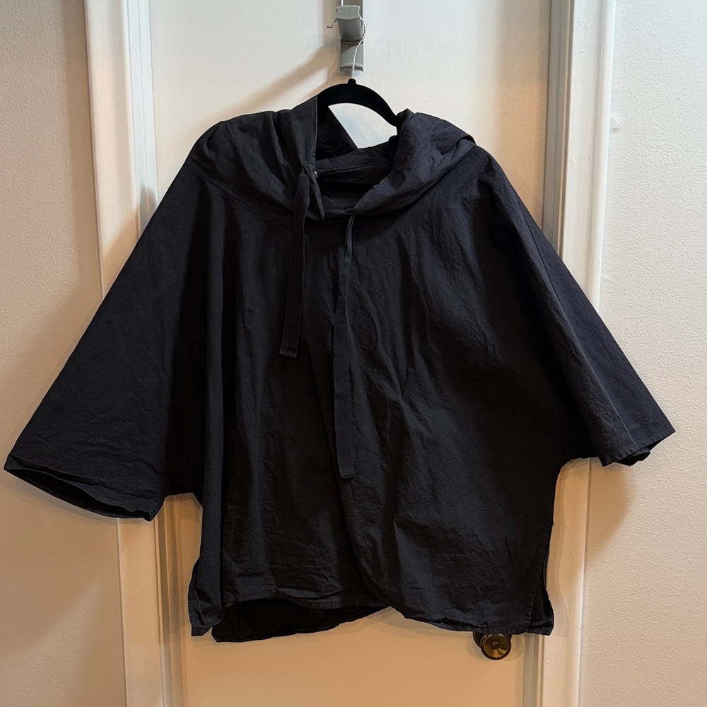 Women's Black Hooded Top
